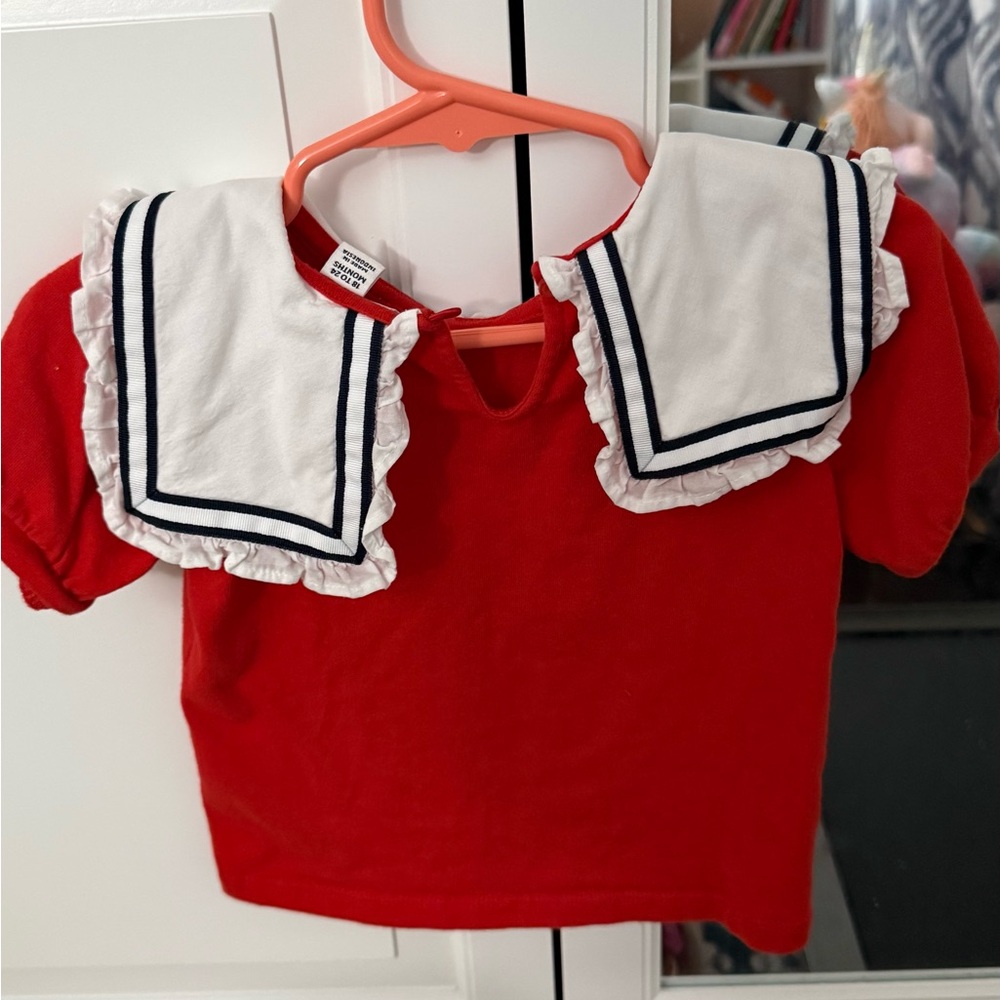 Janie and Jack Red Sailor Collar Blouse - Picture 5 of 7